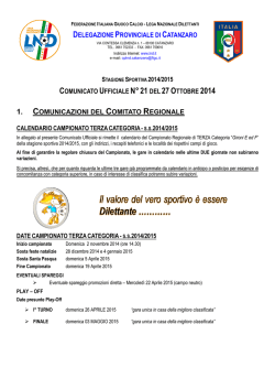 Il calendario del campionato 3 ^ Cat. 2014-2015