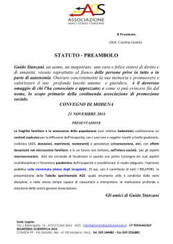 MODENA 21 NOVEMBRE programma preliminare