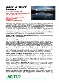 Ecuador, un &ldquo;salto&rdquo; in Amazzonia