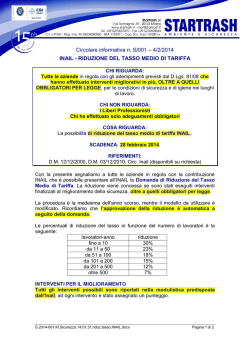 4/2/2014 INAIL - RIDUZIONE DEL TASSO MEDIO DI
