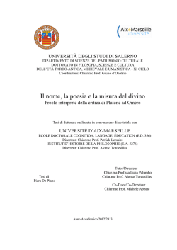 Tesi. Il nome, la poesia e la misura del divino. Piera