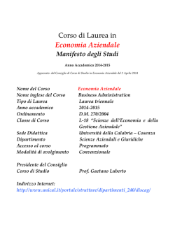 Corso di Laurea in Economia Aziendale