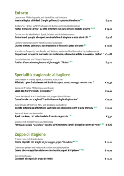 Entrate Specialit&agrave; stagionate al tagliere Zuppe di