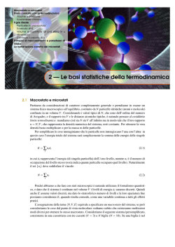 2 &mdash; Le basi statistiche della termodinamica