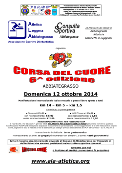 Domenica 12 ottobre 2014 www.ala-atletica.org