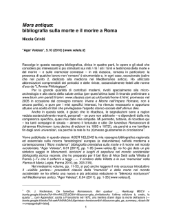 Mors antiqua: bibliografia sulla morte e il morire a Roma
