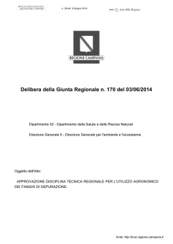 Delibera della Giunta Regionale n. 170 del 03/06/2014