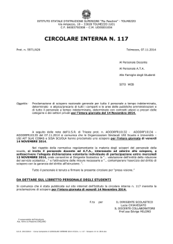 CIRCOLARE INTERNA N. 117