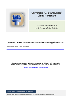 Guida ai programmi 2014-2015 Scienze e Tecniche Psicologiche L-24