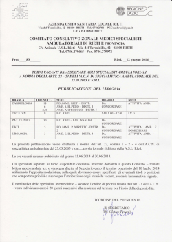 PUBBLICAZIONE TURNI VACANTI