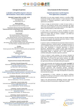 Corporate governance e parit&agrave; di genere. Prima