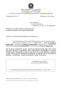 Orari Ricevimento 14-15