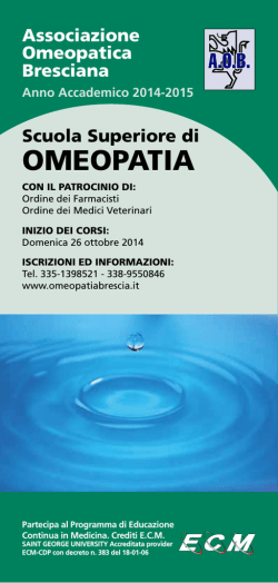 Opuscolo Scuola Superiore di Omeopatia 2014_2015