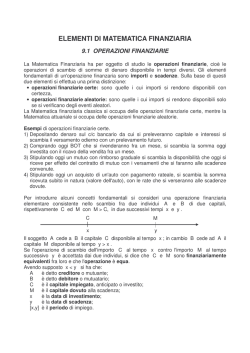 ELEMENTI DI MATEMATICA FINANZIARIA