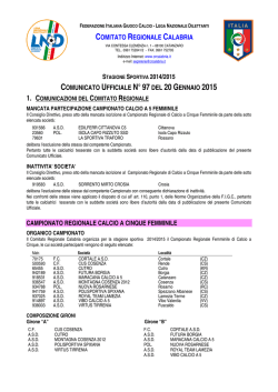 Comunicato Ufficiale n. 97 del 20 Gennaio 2015