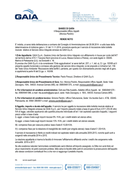 BANDO DI GARA Il Responsabile Ufficio Appalti (Monica
