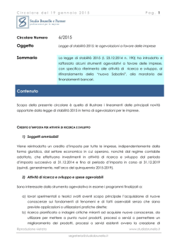 6/2015 Oggetto Sommario Contenuto
