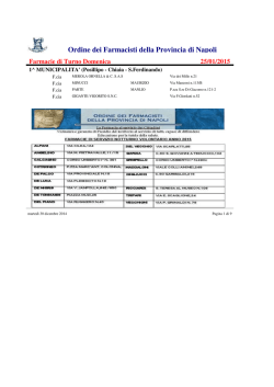 Turni Domenica 25 Gennaio 2015