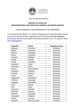 elenco ammessi - ALTEMS - Universit&agrave; Cattolica del Sacro Cuore