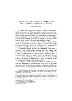 ILJA RICHARD PAVONE &ndash; La Siria e le armi chimiche