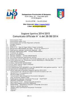 Comunicato Ufficiale N° 6 del 28/08/2014