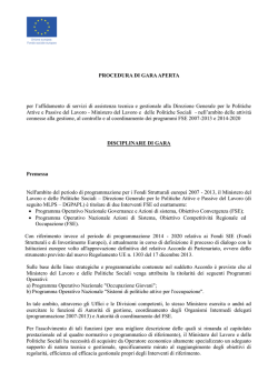 Disciplinare - Ministero del Lavoro e delle Politiche Sociali