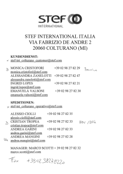 stef international italia via fabrizio de andre 2 20060 colturano (mi)
