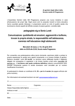 pedagogista sig.ra Sonia Lurati Comunicazione: quotidianità ed