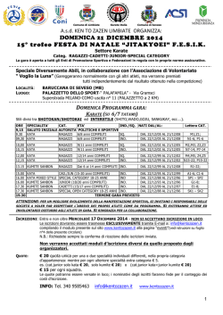 DOMENICA 21 DICEMBRE 2014 15&deg; trofeo FESTA