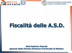 Fiscalit&agrave; delle A.S.D. - Direzione regionale Emilia Romagna