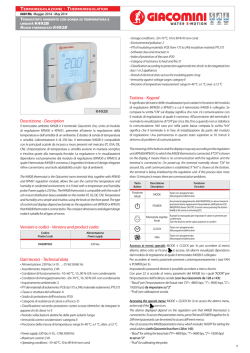 K492B Tastiera - Keypad Descrizione - Description
