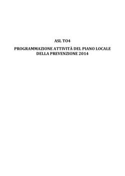 Programmazione attivit&agrave; del Piano Locale della