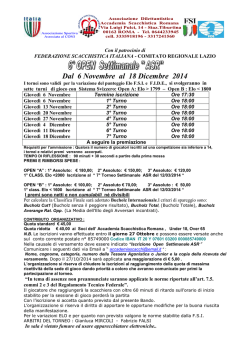 6° OPEN SETTIMANALE - ASR - 2014.2