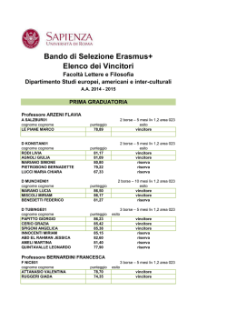 Elenco dei Vincitori Bando di Selezione Erasmus+