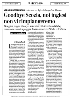 Goodbye Scozia, noi inglesi non vi rimpiangeremo