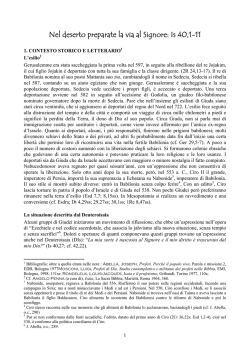 Nel deserto preparate la via al Signore: Is 40,1-11