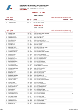 Classifica Trofeo Ascom Ciri&egrave; 8 Dicembre 2014