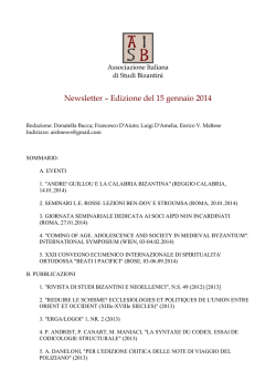 Gennaio 2014 - Associazione Italiana Studi Bizantini