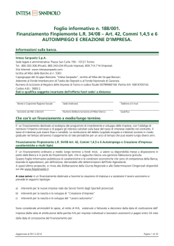 Foglio informativo n. 188/001. Finanziamento Finpiemonte L.R. 34