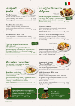 Il rico men&ugrave; del nostro ristorante!