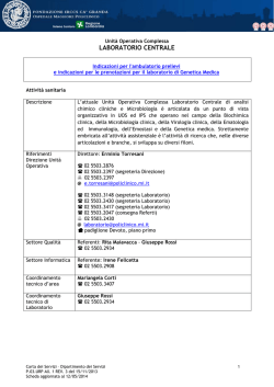 LABORATORIO CENTRALE - Ospedale Maggiore Policlinico