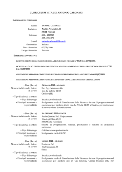 CURRICULUM VITAE DI ANTONIO CALONACI