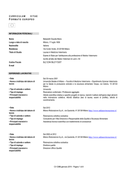 CV - Universit&agrave; degli Studi di Milano