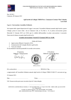 Agli Iscritti al Collegio TSRM Prov. Catanzaro-Crotone