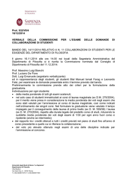 Approvazione graduatoria - Dipartimento di Filosofia | Sapienza