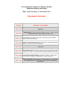 Milano, 5 &ndash; 7 novembre, Behavior Science and Policy