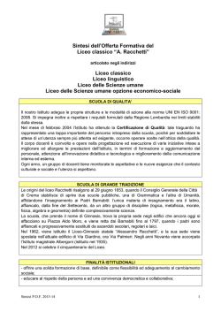 Sintesi POF 13-14 - Liceo Classico Statale A. Racchetti &ndash; Crema (CR)