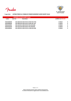 LISTINO PREZZI AL PUBBLICO FENDER MODERN