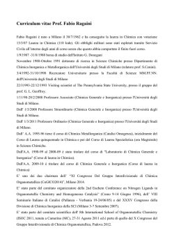Curriculum vitae Prof. Fabio Ragaini