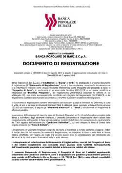 Documento di Registrazione Banca Popolare di Bari 2014